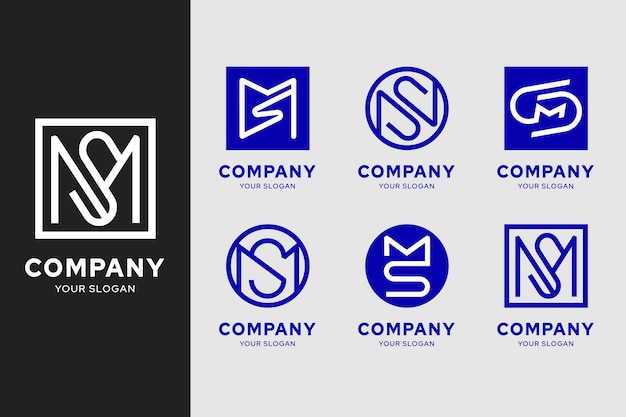 Free Vector flat design ms logo template collection