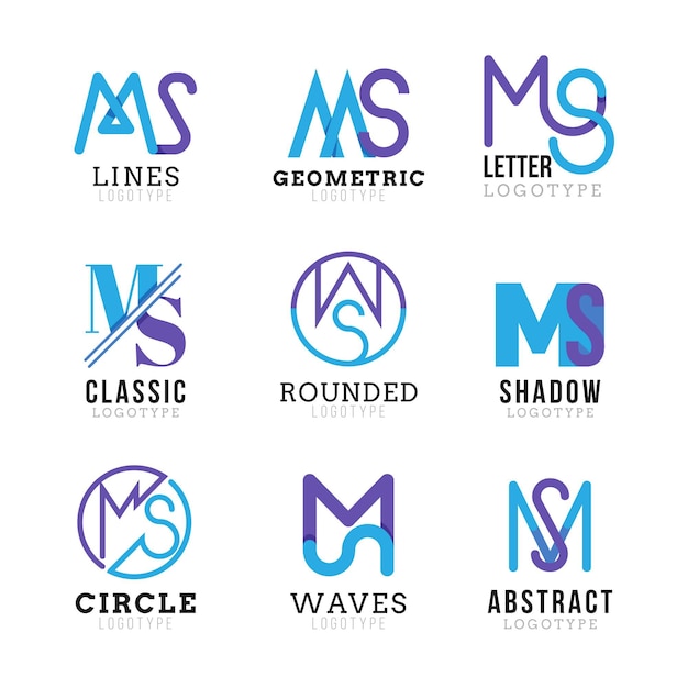 Flat design ms logo templates set