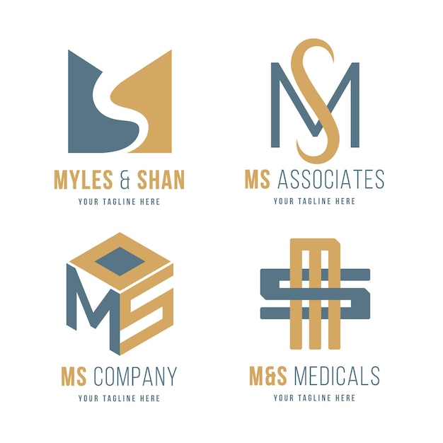 Free Vector flat design ms logos set