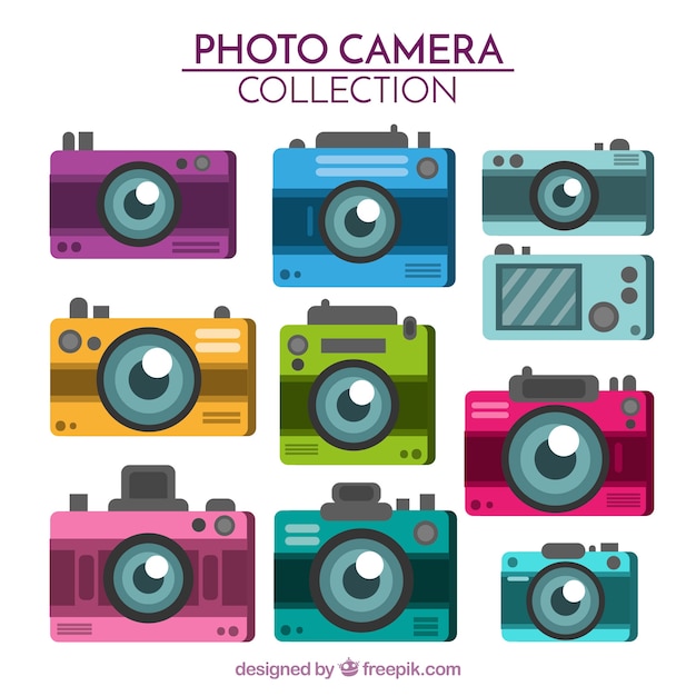 Free Vector flat design multicolor camera collection