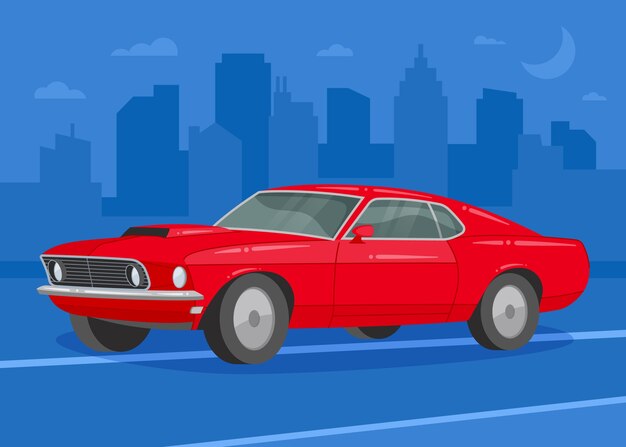 Flat design muscle car illustration