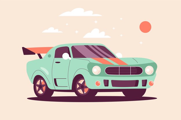 Flat design muscle car illustration