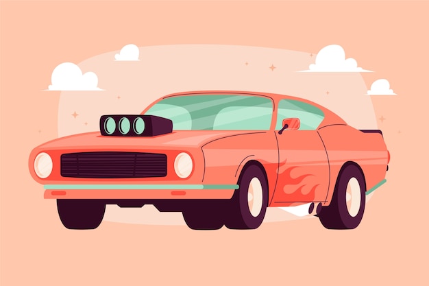 Flat design muscle car illustration