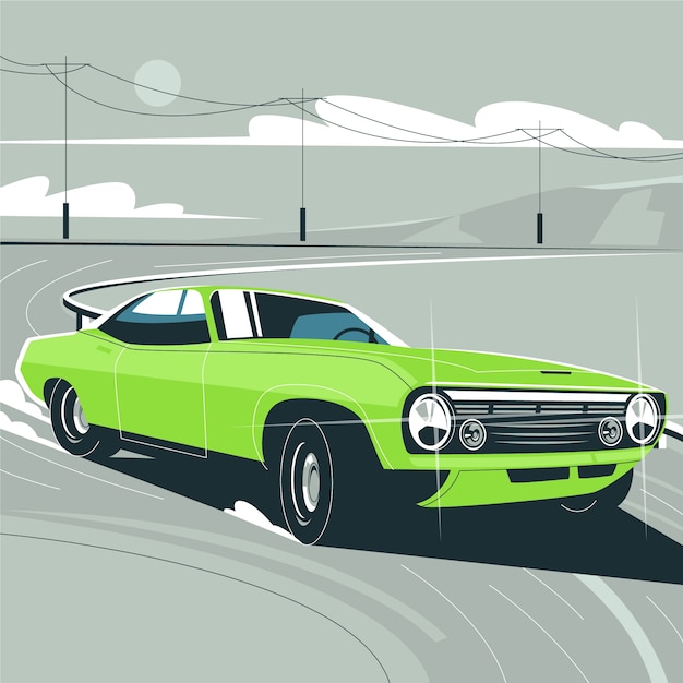 Free Vector flat design muscle car illustration