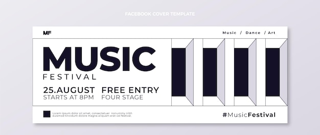 Flat design music facebook cover template