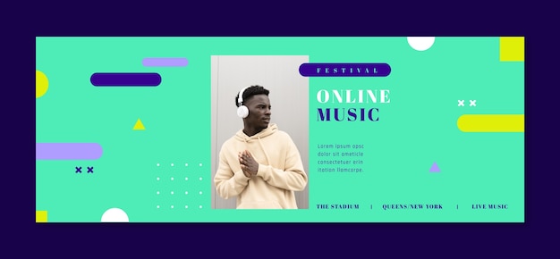 Free Vector flat design music festival  facebook cover