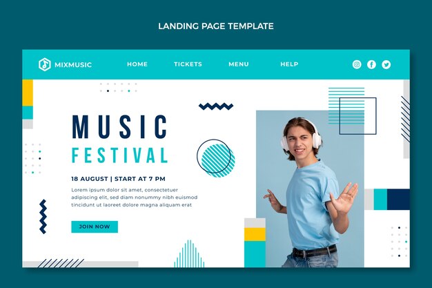 Flat design of music festival landing page