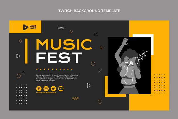 Flat design music festival twitch background