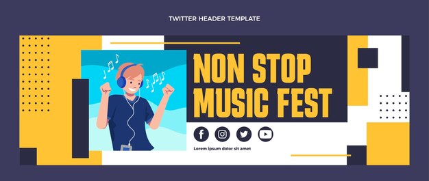 Flat design music festival twitter header