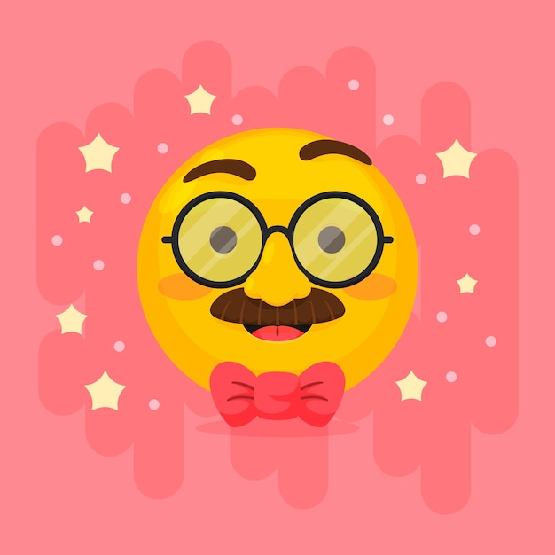 Free vector flat design mustache emoji illustration