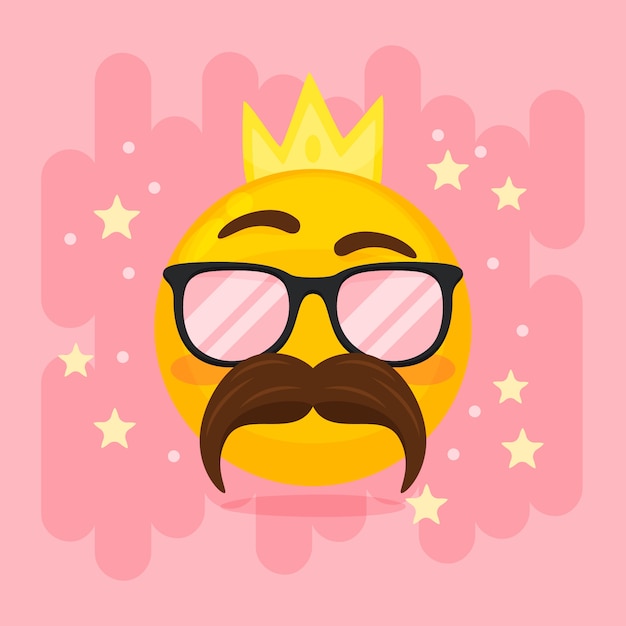 Free Vector flat design mustache emoji illustration