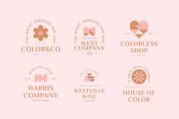 Flat design muted colors label collection