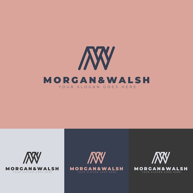 Flat design mw  logo design template