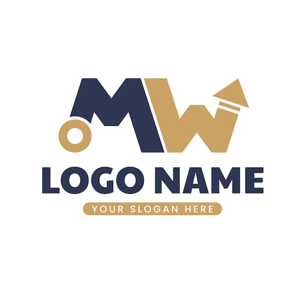 Free vector flat design mw  logo design template