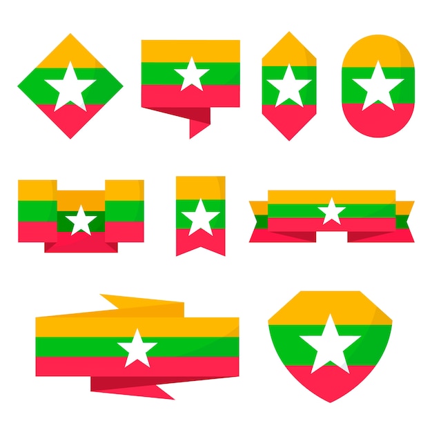 Free Vector flat design myanmar national emblems