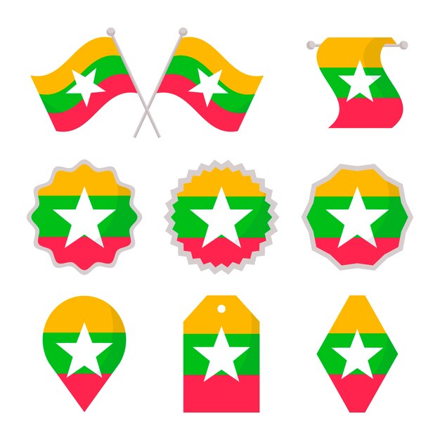 Flat design myanmar national emblems