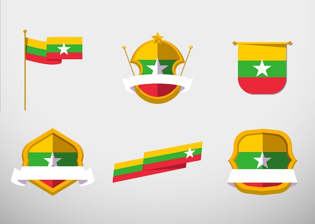 Free vector flat design myanmar national emblems