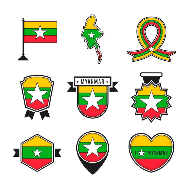 Free Vector flat design myanmar national emblems