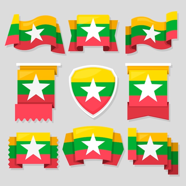 Free vector flat design myanmar national emblems