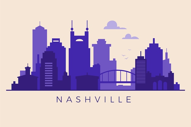 Free vector flat design nashville skyline silhouette