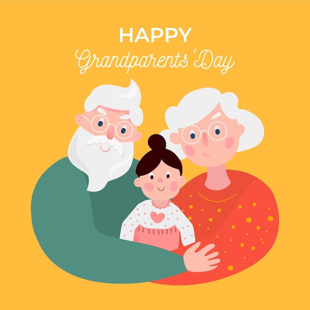 Flat design national grandparents' day with granddaughter