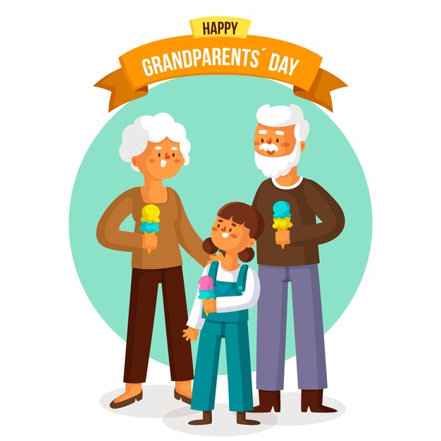 Flat design national grandparents day