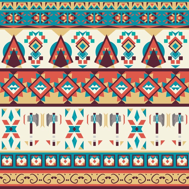 Flat design native american seamless pattern