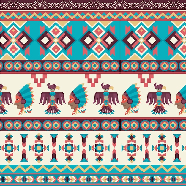 Free vector flat design native american seamless pattern