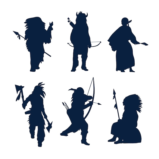 Flat design native americansilhouette