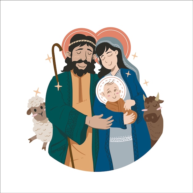 Free Vector flat design nativity scene concept