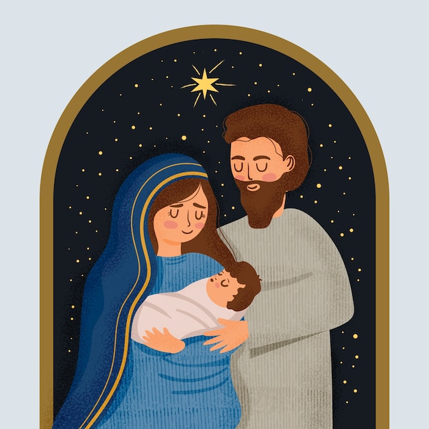 Flat design nativity scene