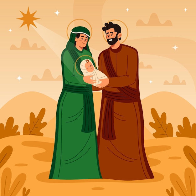 Free vector flat design nativity scene