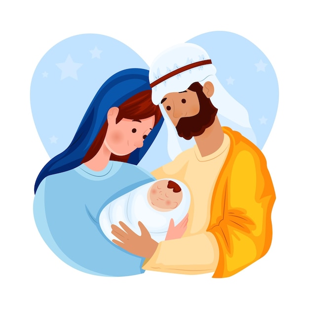 Flat design nativity scene