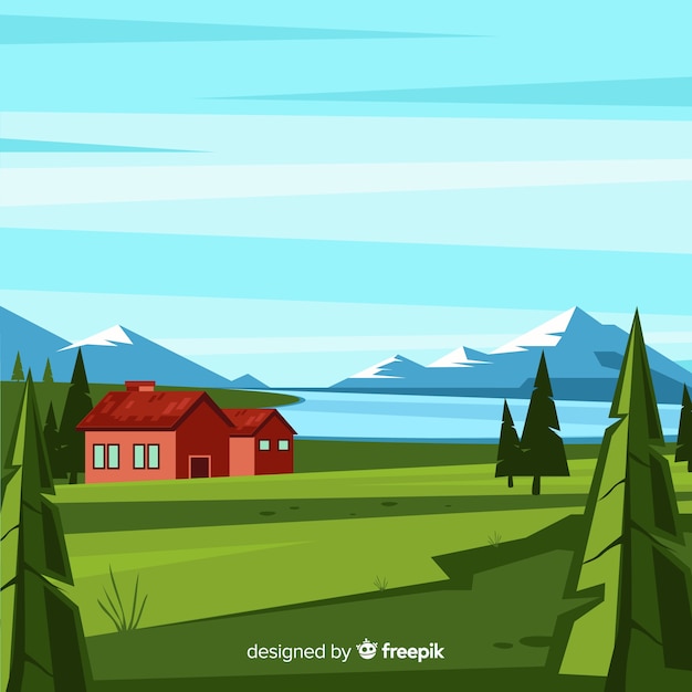 Free Vector flat design natural landscape background