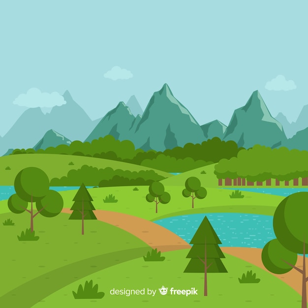 Flat design natural landscape background