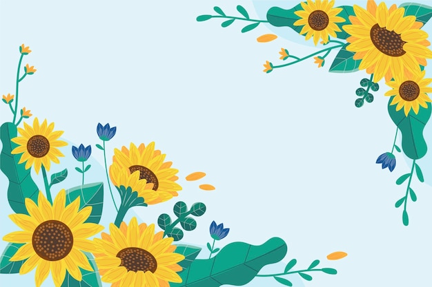 Flat design natural sunflower border