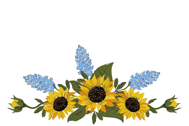 Free vector flat design natural sunflower border