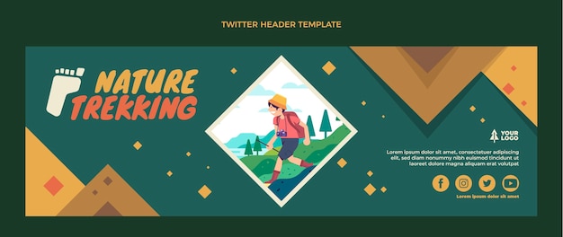 Flat design nature trekking twitter header