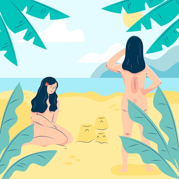 Free Vector flat design naturism concept illustration