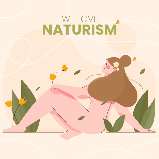 Free Vector flat design naturism concept illustration