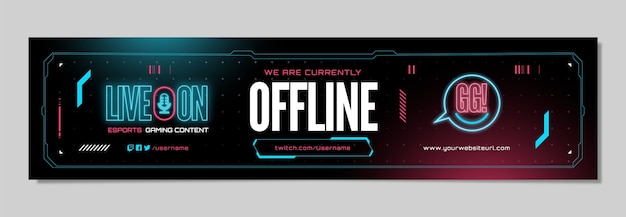 Free vector flat design neon gaming twitch banner