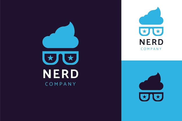 Flat design nerd logo template