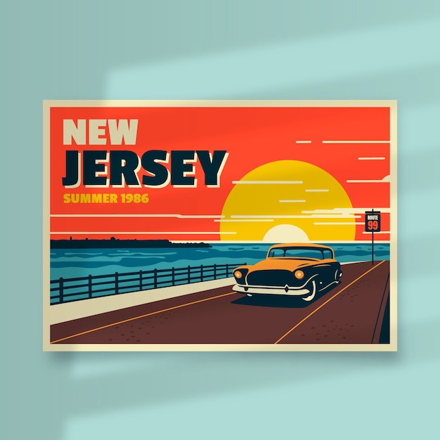 Free Vector flat design new jersey postcard illustration