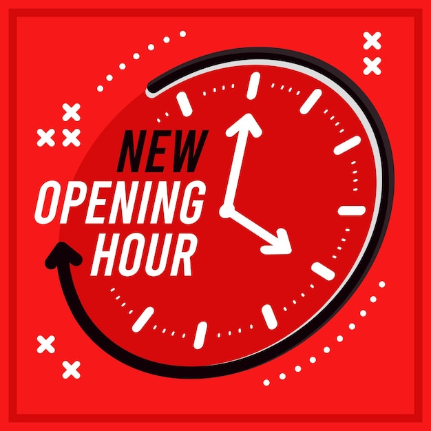 Free vector flat design new opening hours sign