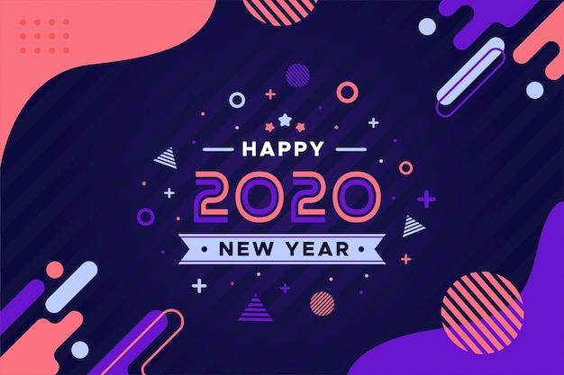 Flat design new year 2020 background concept