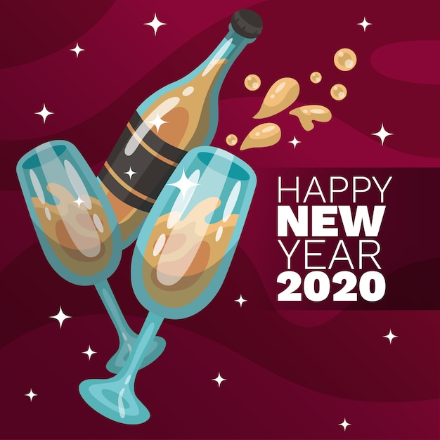 Free Vector flat design new year 2020 background concept