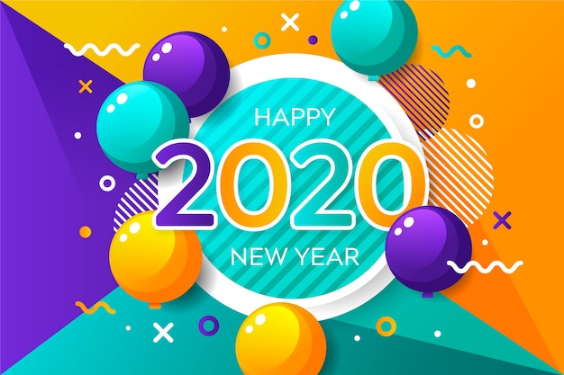 Flat design new year 2020 background