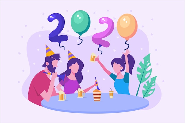 Free Vector flat design new year 2020 background