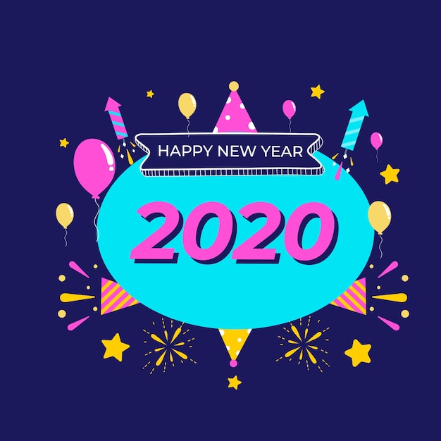 Flat design new year 2020 wallpaper