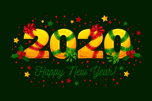 Free Vector flat design new year 2020 wallpaper